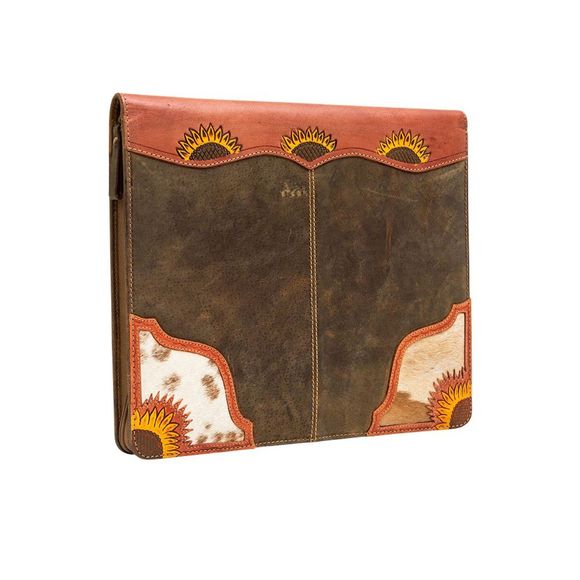 Myra Bag Handmade Leather Journal Upcycled Canvas & Cowhide Leather - Picture 2 of 4